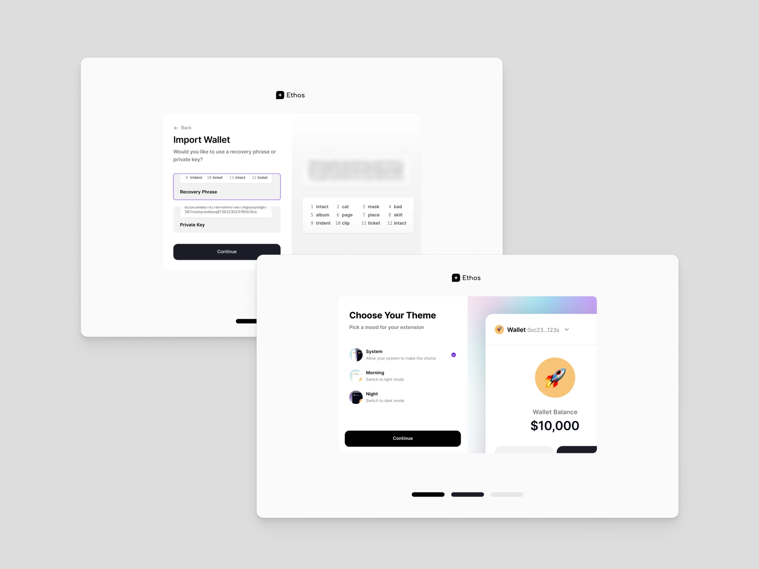 Ethos Wallet screens across the Sui ecosystem