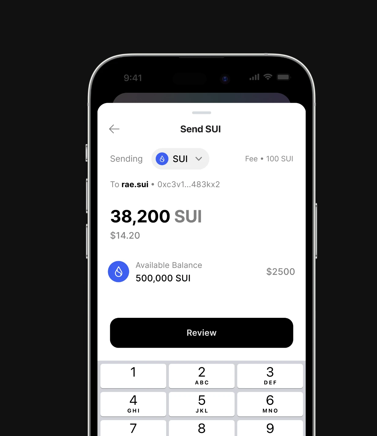 Ethos Wallet mobile payment screen