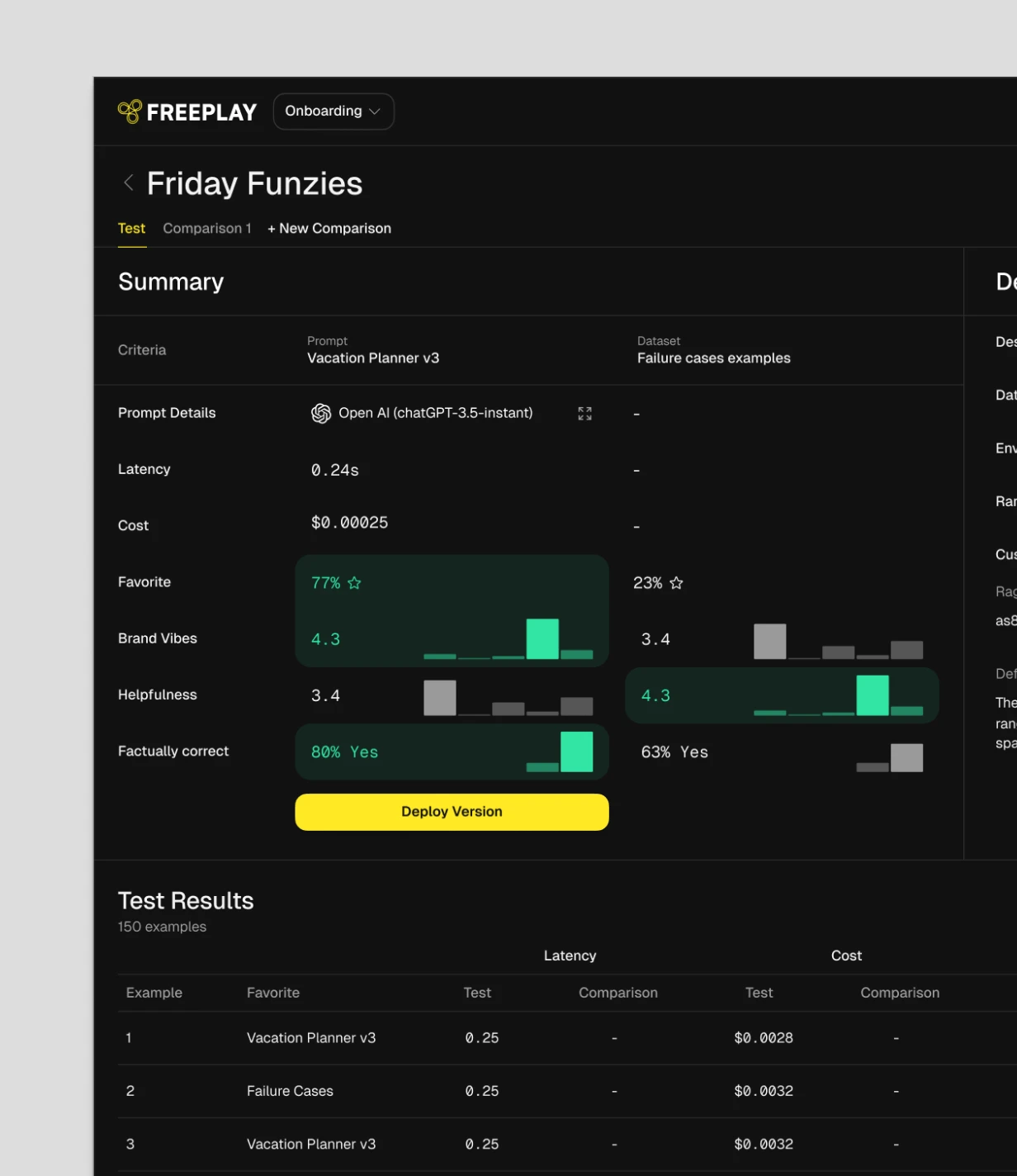 Freeplay evaluation of a Friday Funzies app prompt