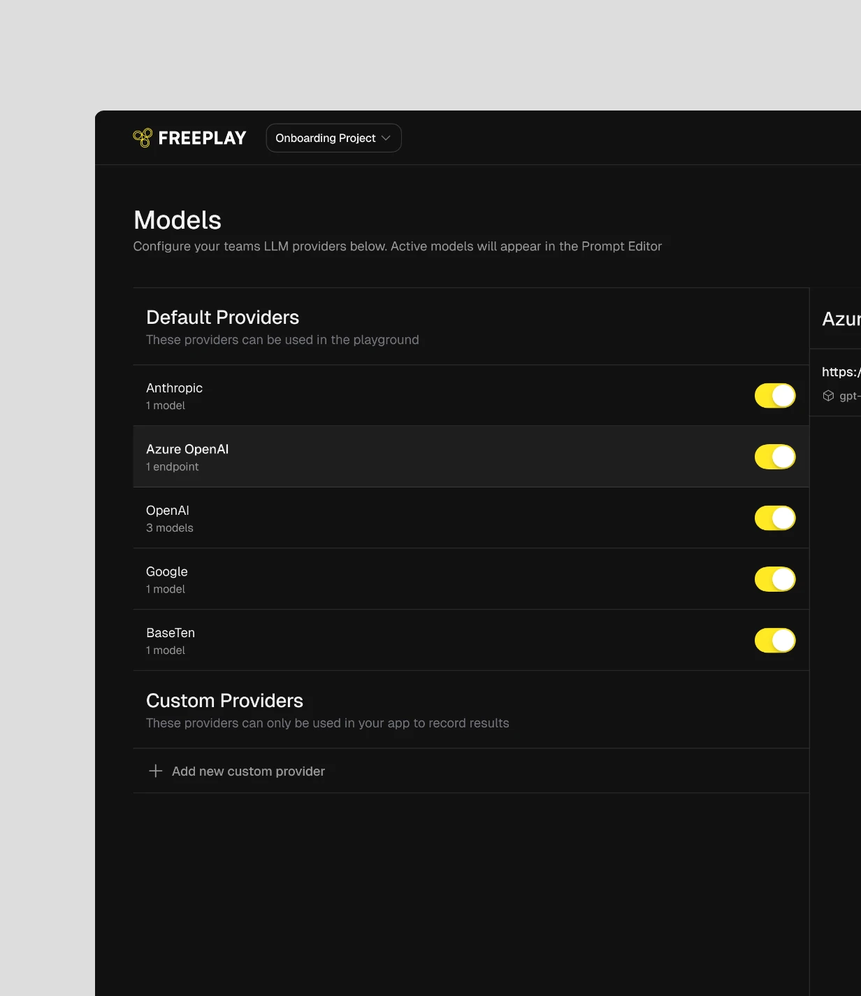 Freeplay settings screen